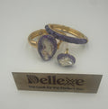 Amethyst, Baroque and Pearl Bangle and Matching Ring set