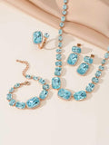Aquamarine Rhinestone 4 piece Jewellery Set