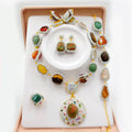 Statement Crystal and Multicoloured Gemstones Jewellery Set