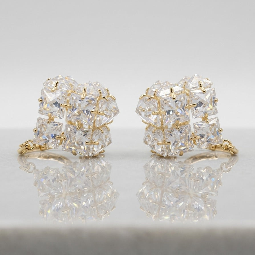 Crystal and Gold Huggie Earrings