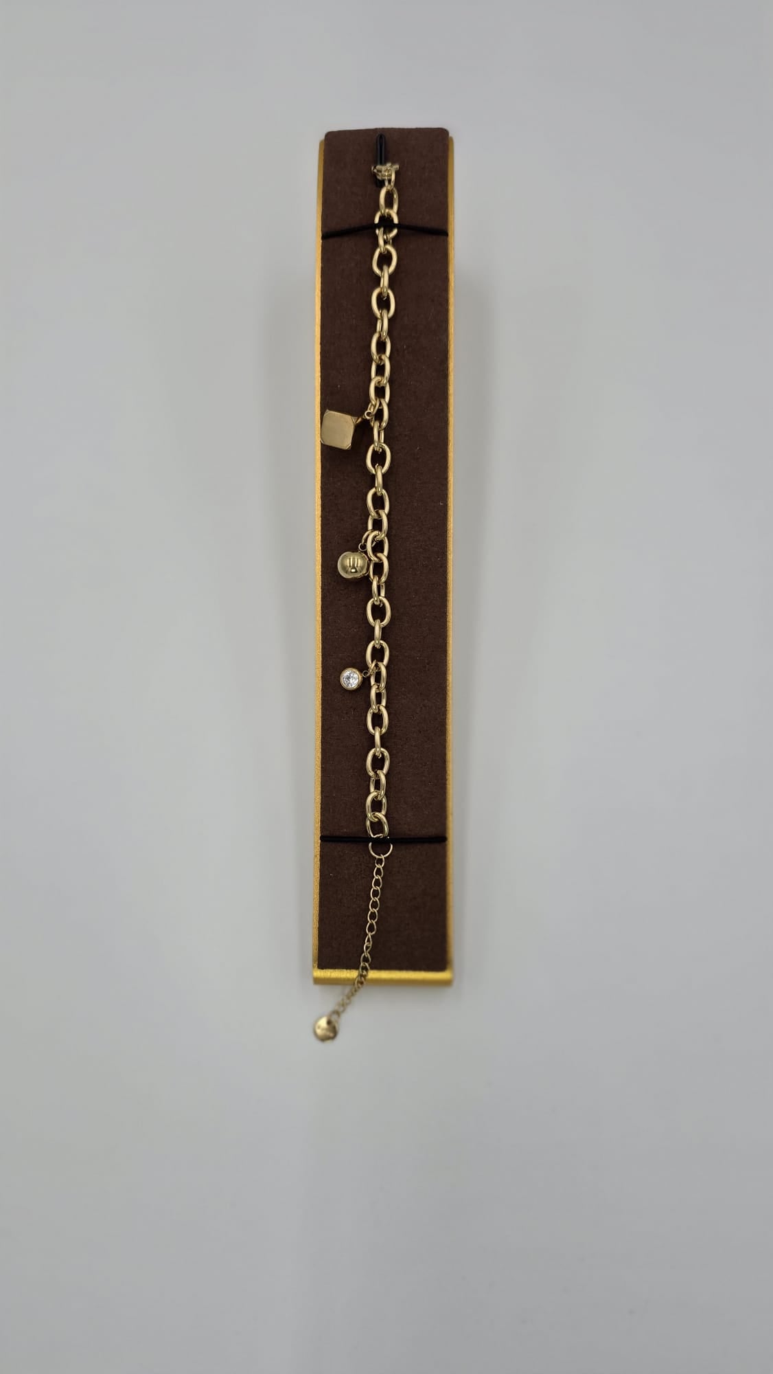 Cube and Circle Gold Charm bracelet