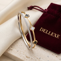 Clover and Silver Rhinestone Gold Bangle