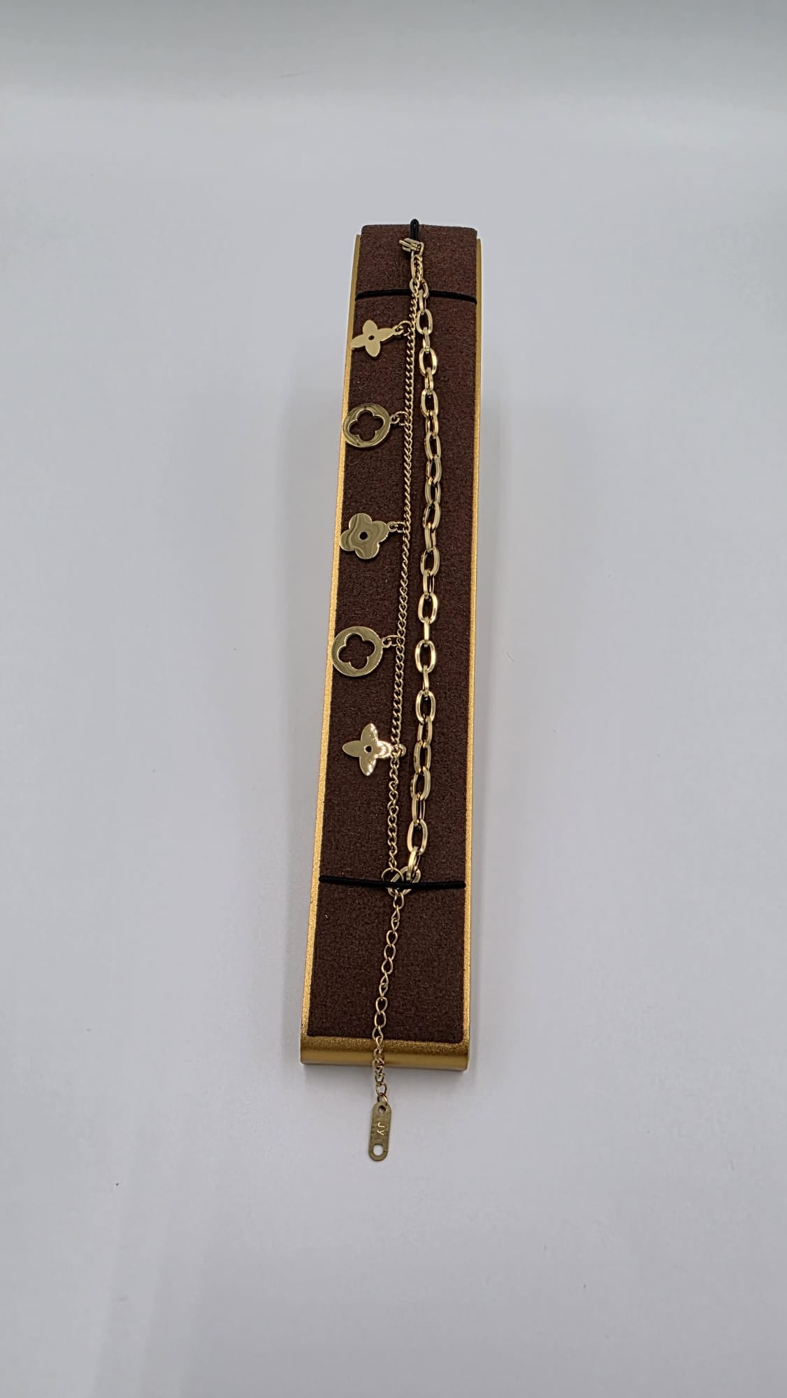 Double-layered 18ct gold-plated clover bracelet
