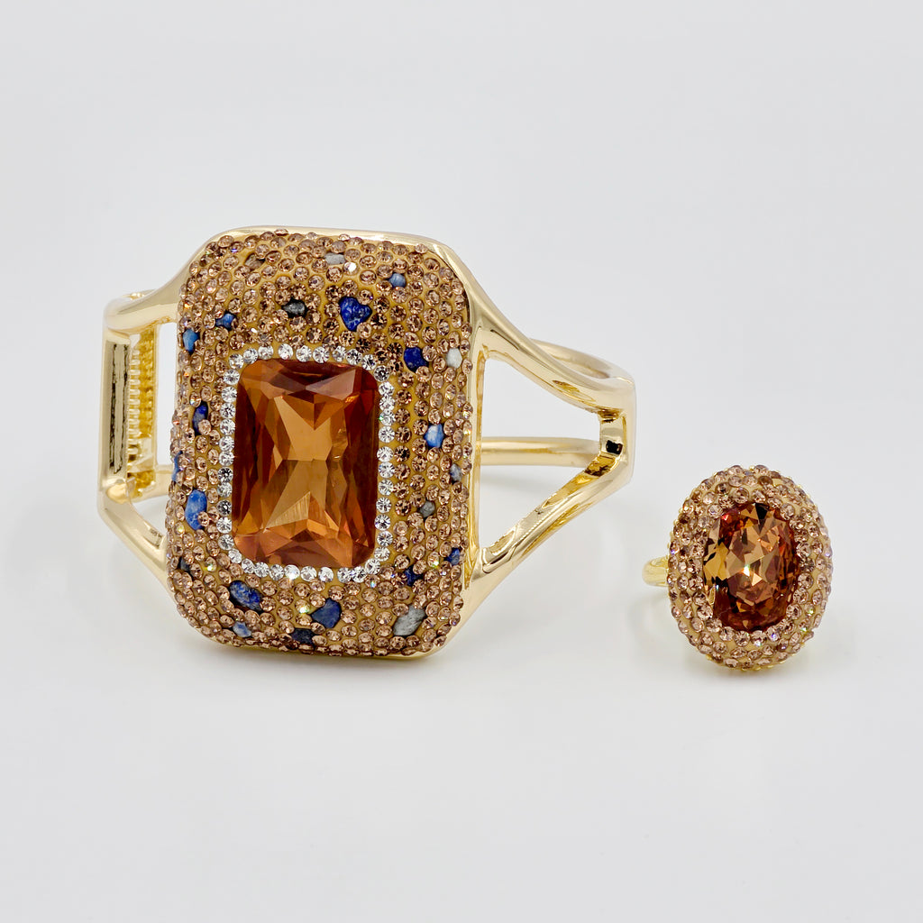Crystal and Topaz Bangle and Ring Set