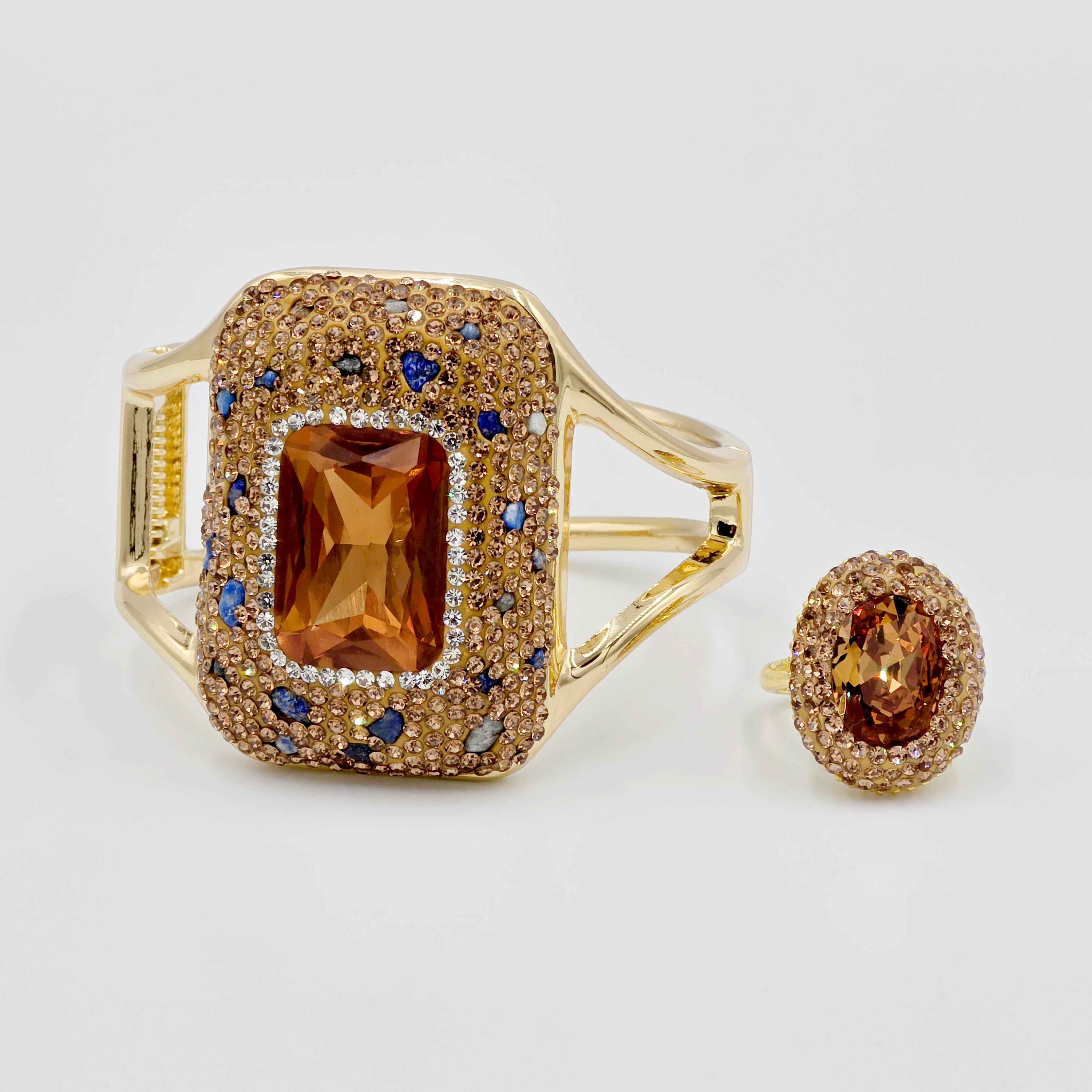 Crystal and Topaz Bangle and Ring Set