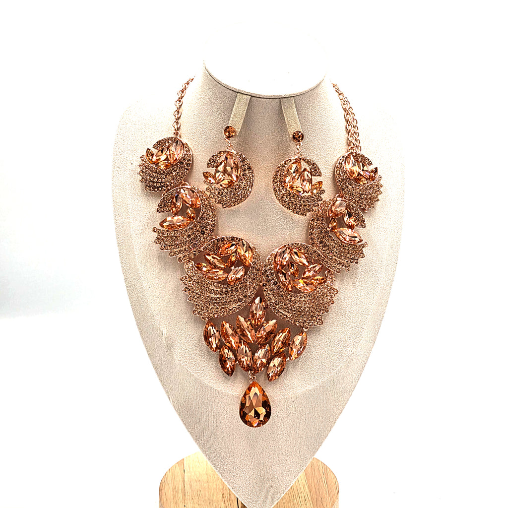 Gold Rhinestone and Crystal Jewellery Set