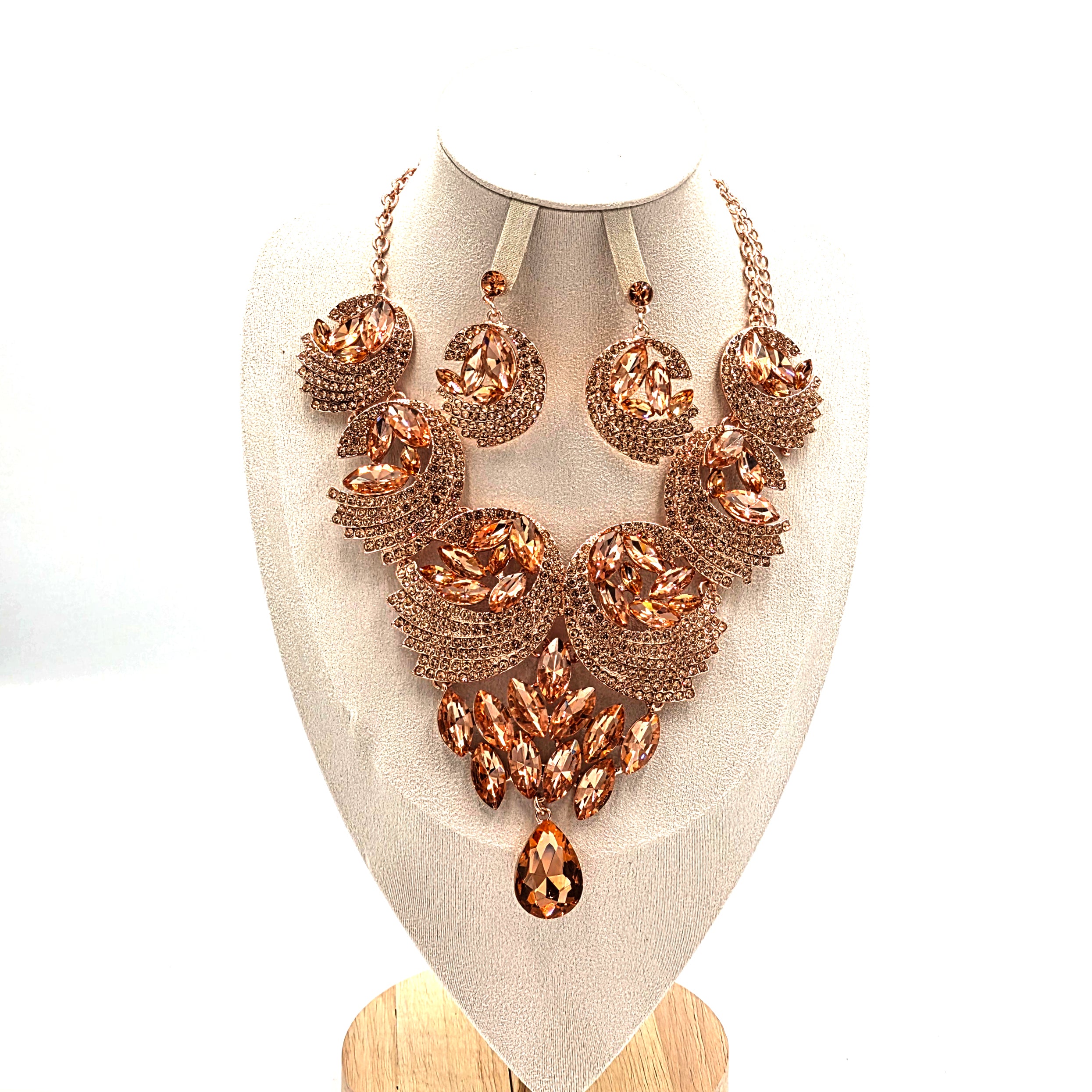 Gold Rhinestone and Crystal Jewellery Set