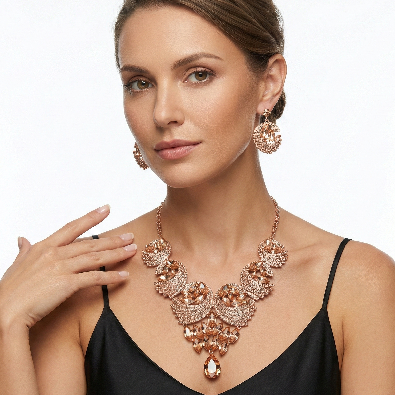 Gold Rhinestone and Crystal Jewellery Set