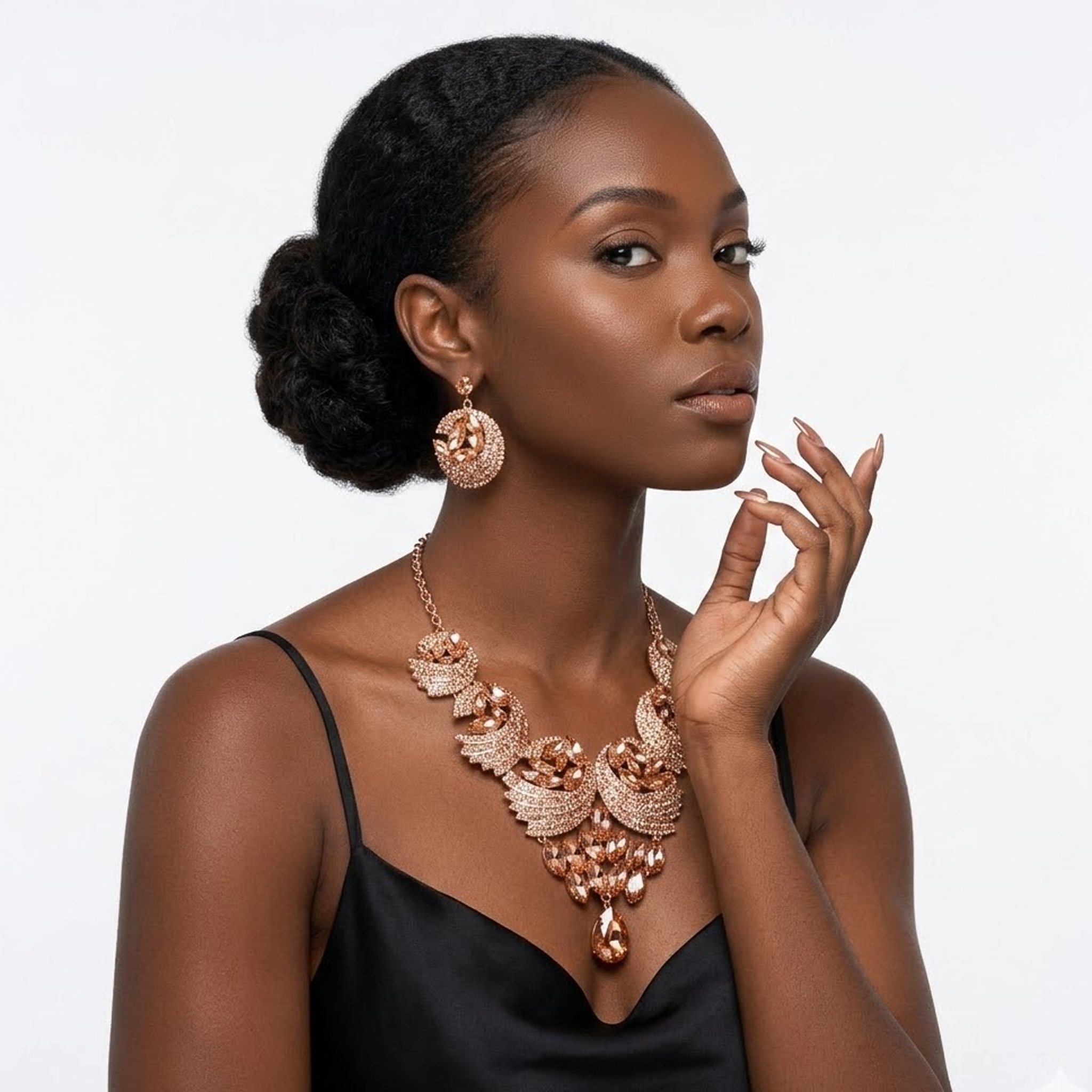 Gold Rhinestone and Crystal Jewellery Set