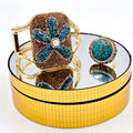 Gold, Turquoise and Blue Jewelled Bangle and Ring Set