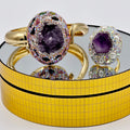 Amethyst, Pearl and Crystal Styled Bangle and Ring Set