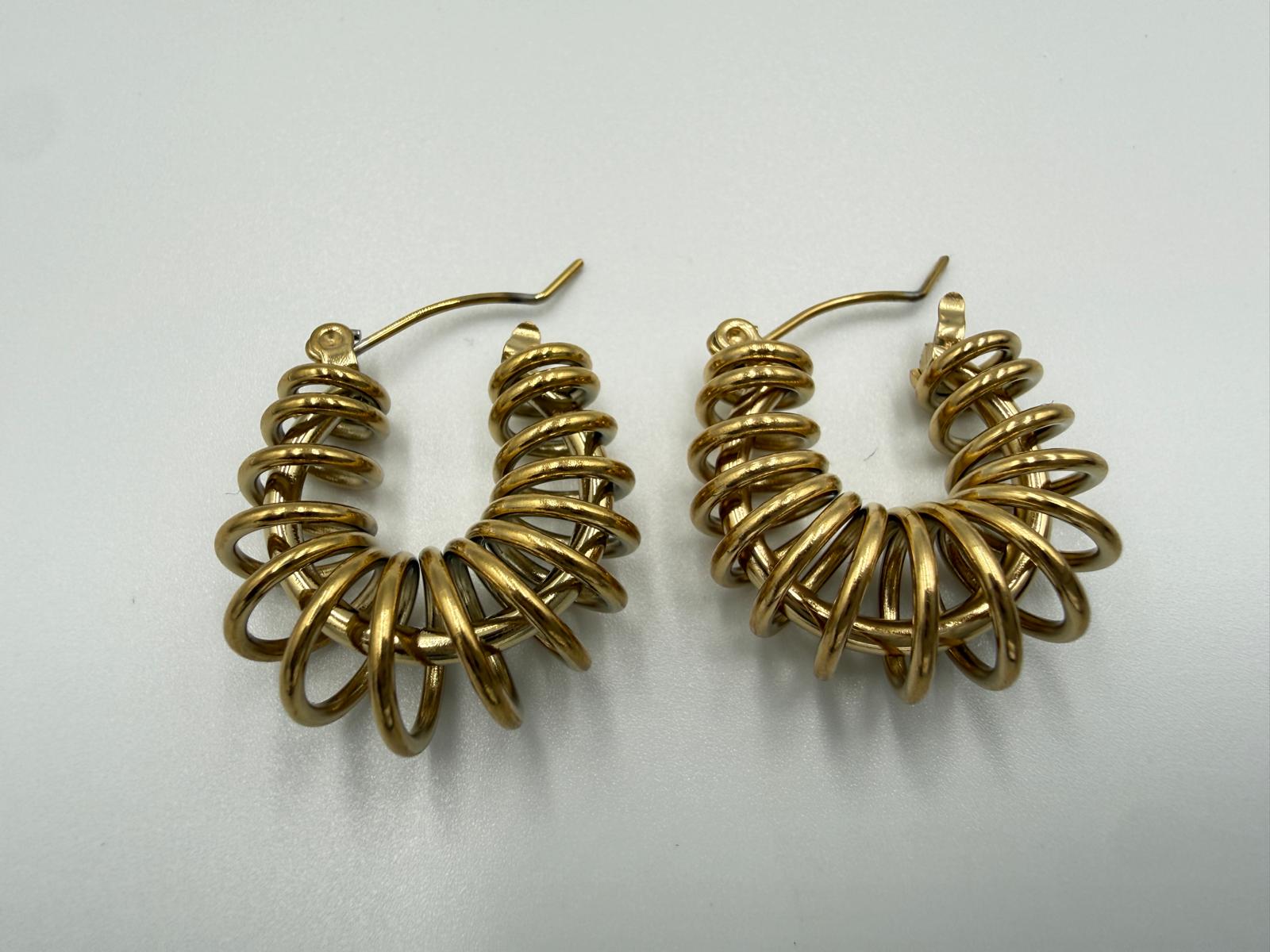 Gold Spiral Huggie Earrings