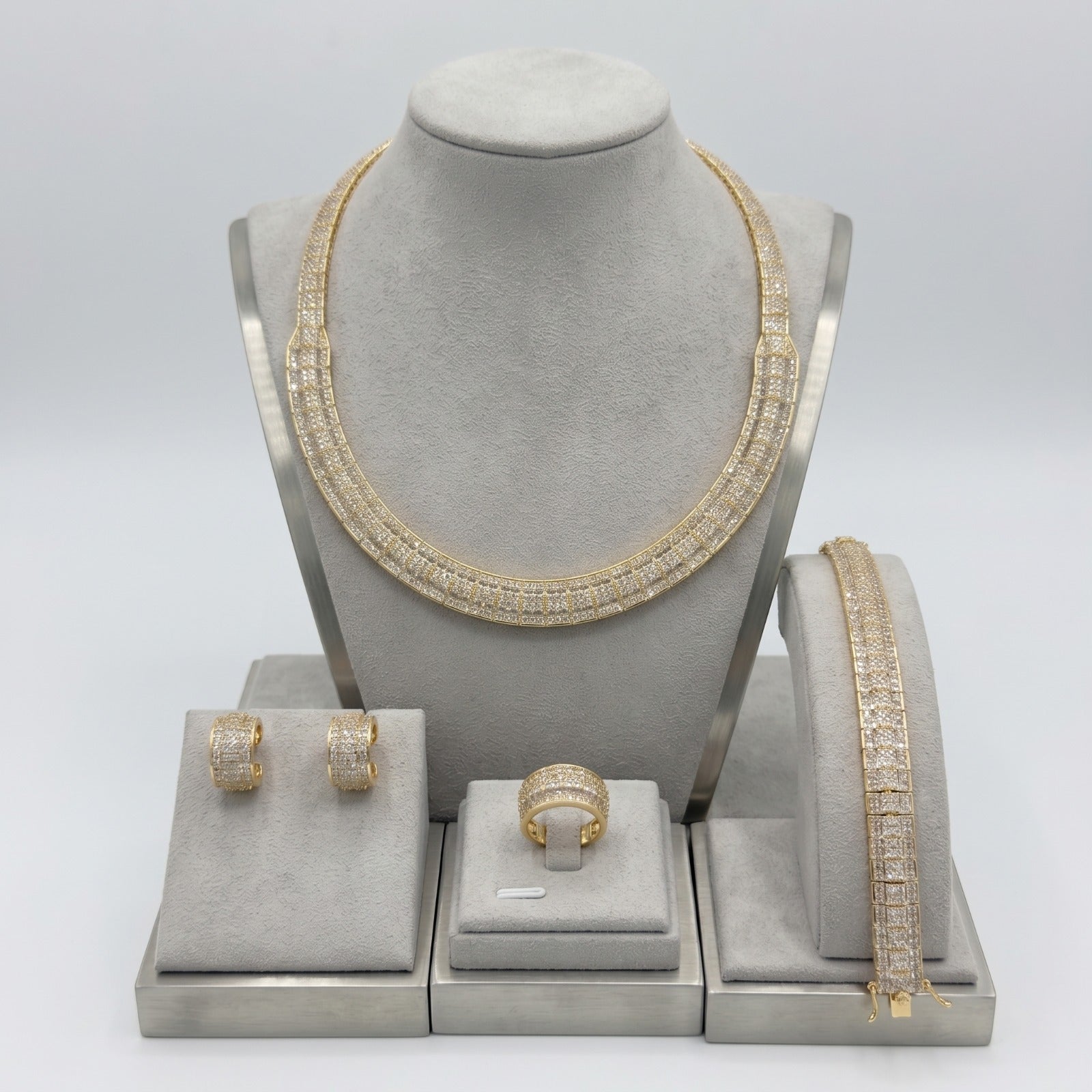 Gold 4 Piece Rhinestone Jewellery Set