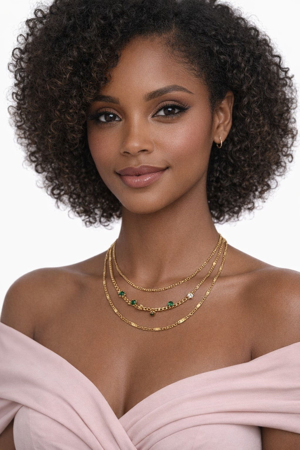 Treble Layered Gold Necklace