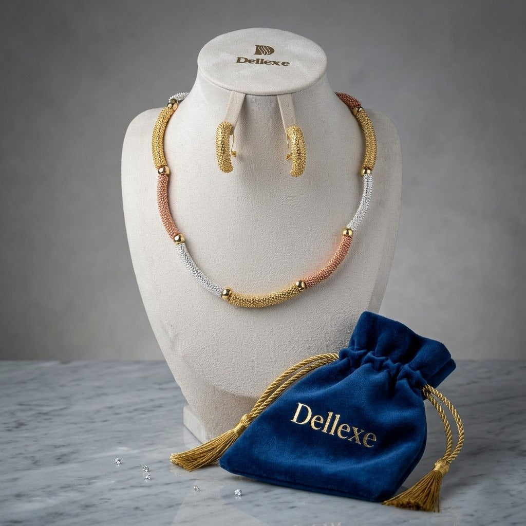 Gold, Rose Gold and Silver Jewellery Set