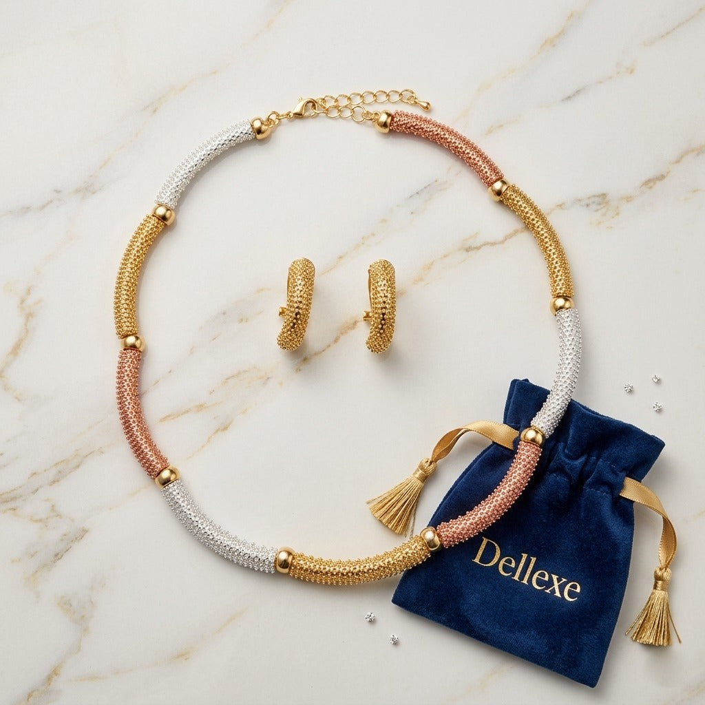 Gold, Rose Gold and Silver Jewellery Set
