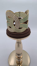 Gold, Green and Cream Geometric Cuff Bangle