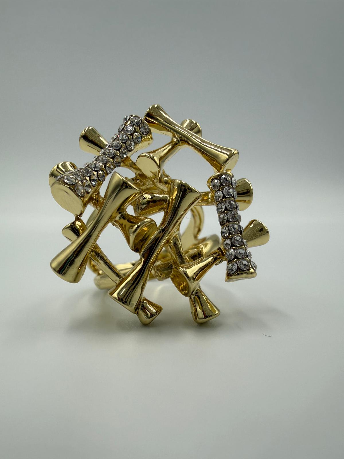 Statement Gold Cylindrical Cluster Ring