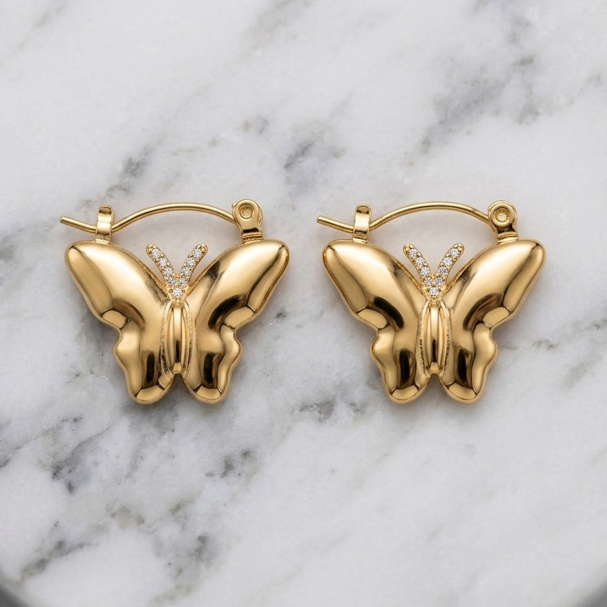 Gold Butterfly Huggie Earrings