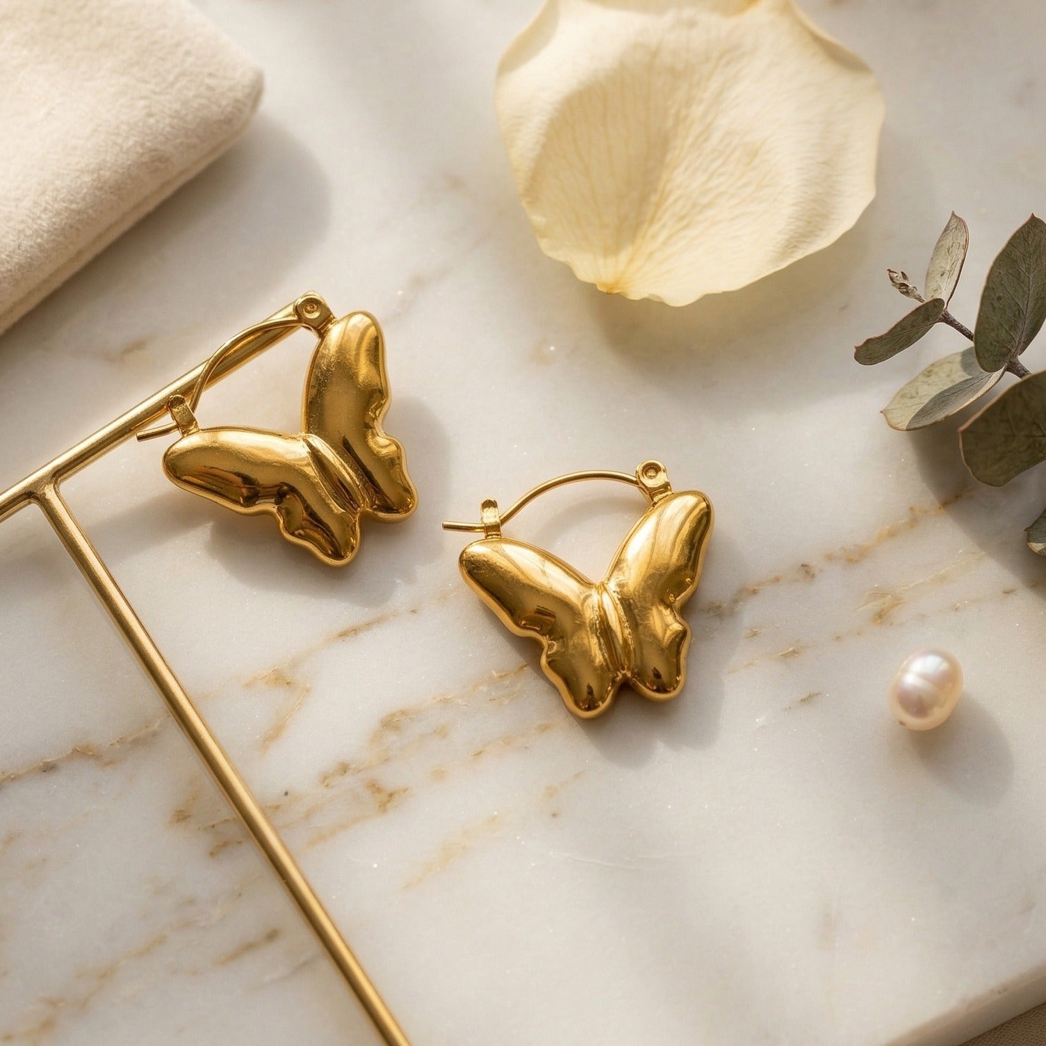Gold Butterfly Huggie Earrings