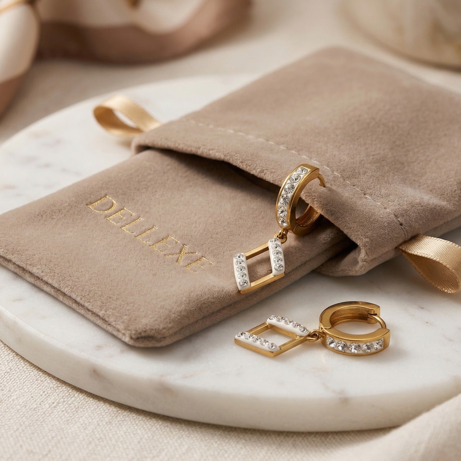 Gold Crystal Drop Earrings