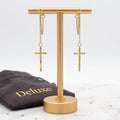 Gold Drop Cross Earrings