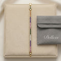 Gold and Multicoloured Crystal Tennis Bracelet