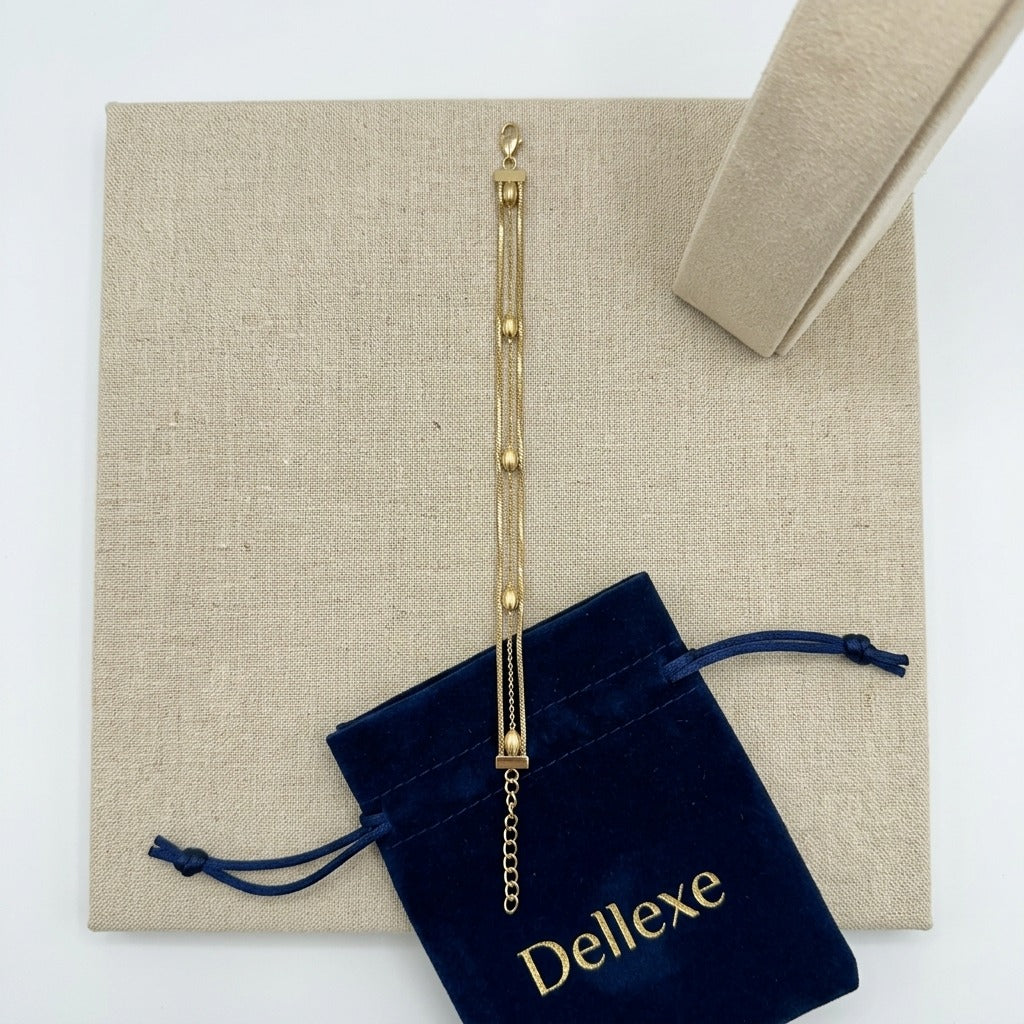 Triple-layered Gold Tennis Bracelet
