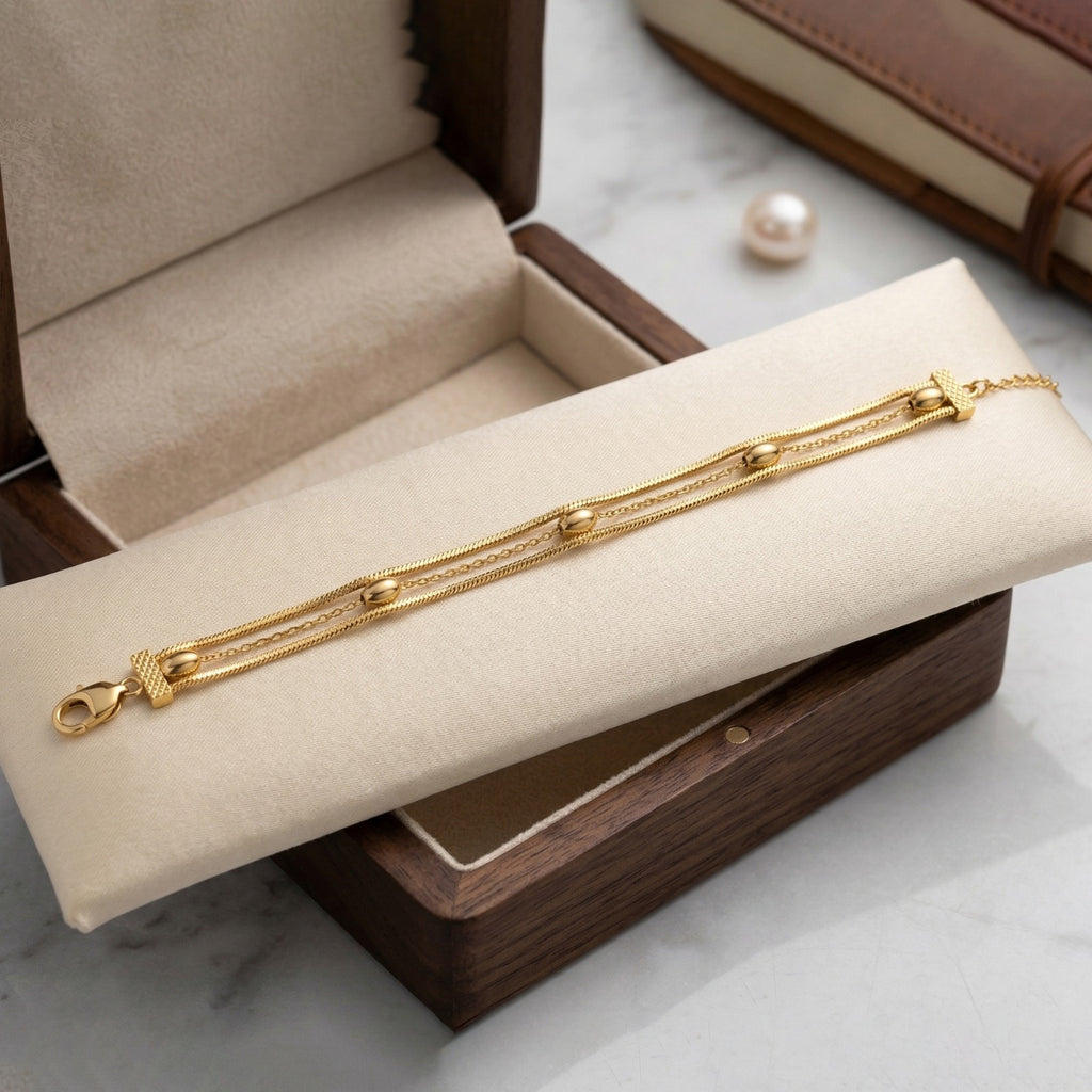 Triple-layered Gold Tennis Bracelet