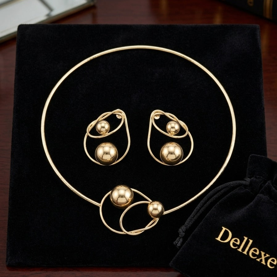 Gold Choker Necklace and Earring Set