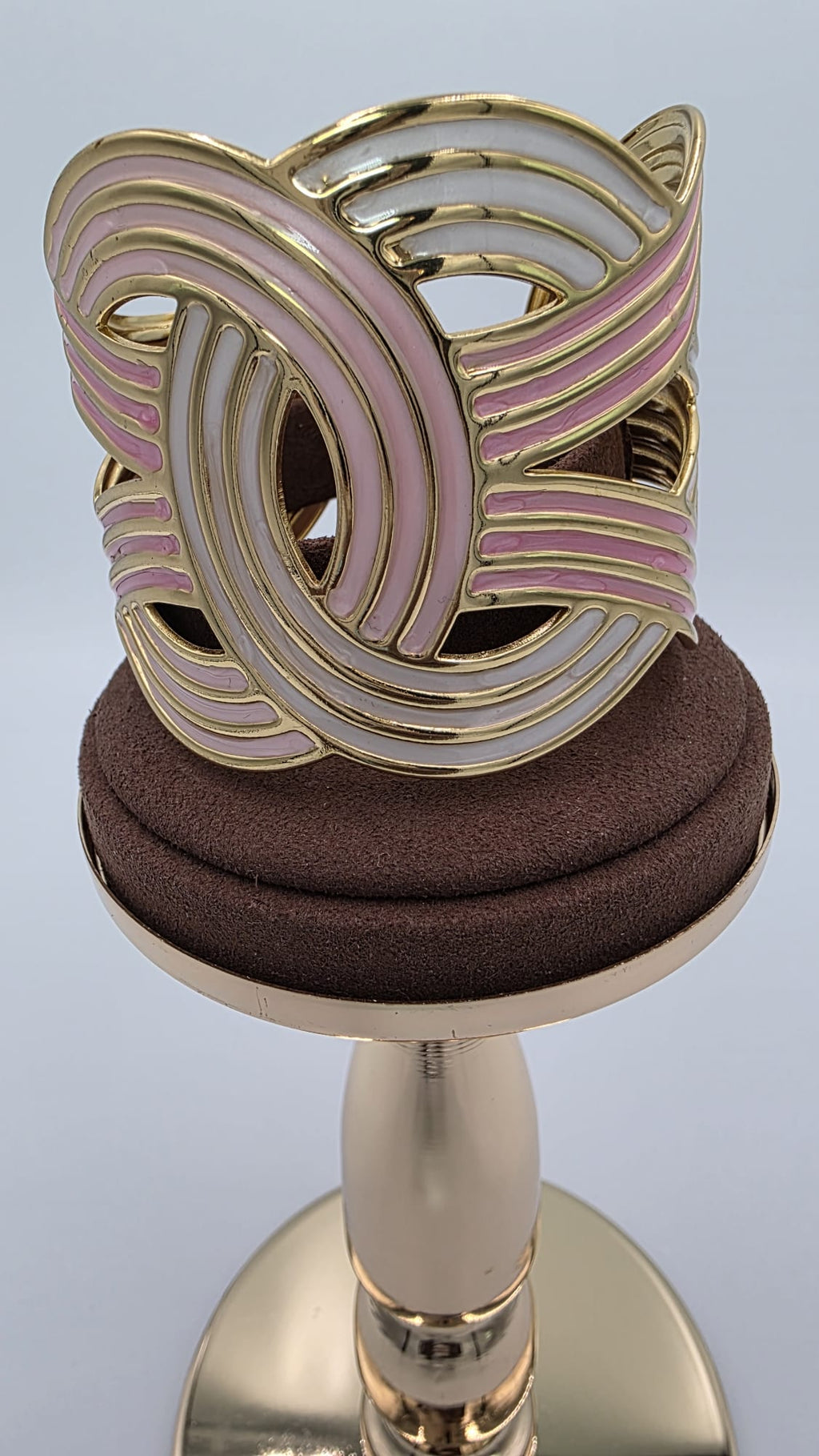 Gold, Pink and Cream Geometric Cuff Bangle