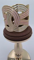 Gold, Pink and Cream Geometric Cuff Bangle