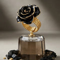 Gold-Plated Black Rose Cocktail Ring