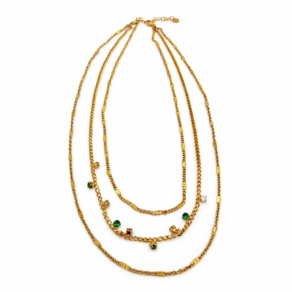 Treble Layered Gold Necklace