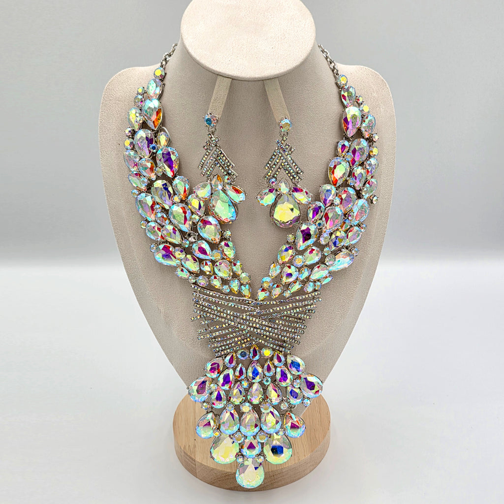 Iridiscent Rhinestone Statement Jewellery Set