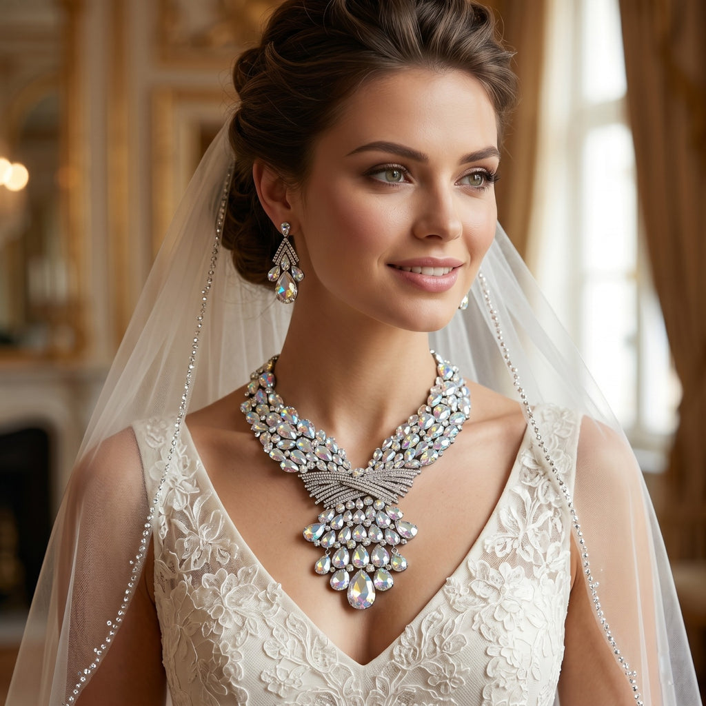 Iridiscent Rhinestone Statement Jewellery Set
