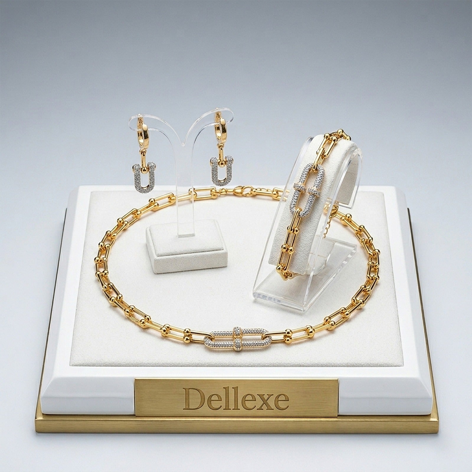 Gold and Silver Linked Jewellery Set