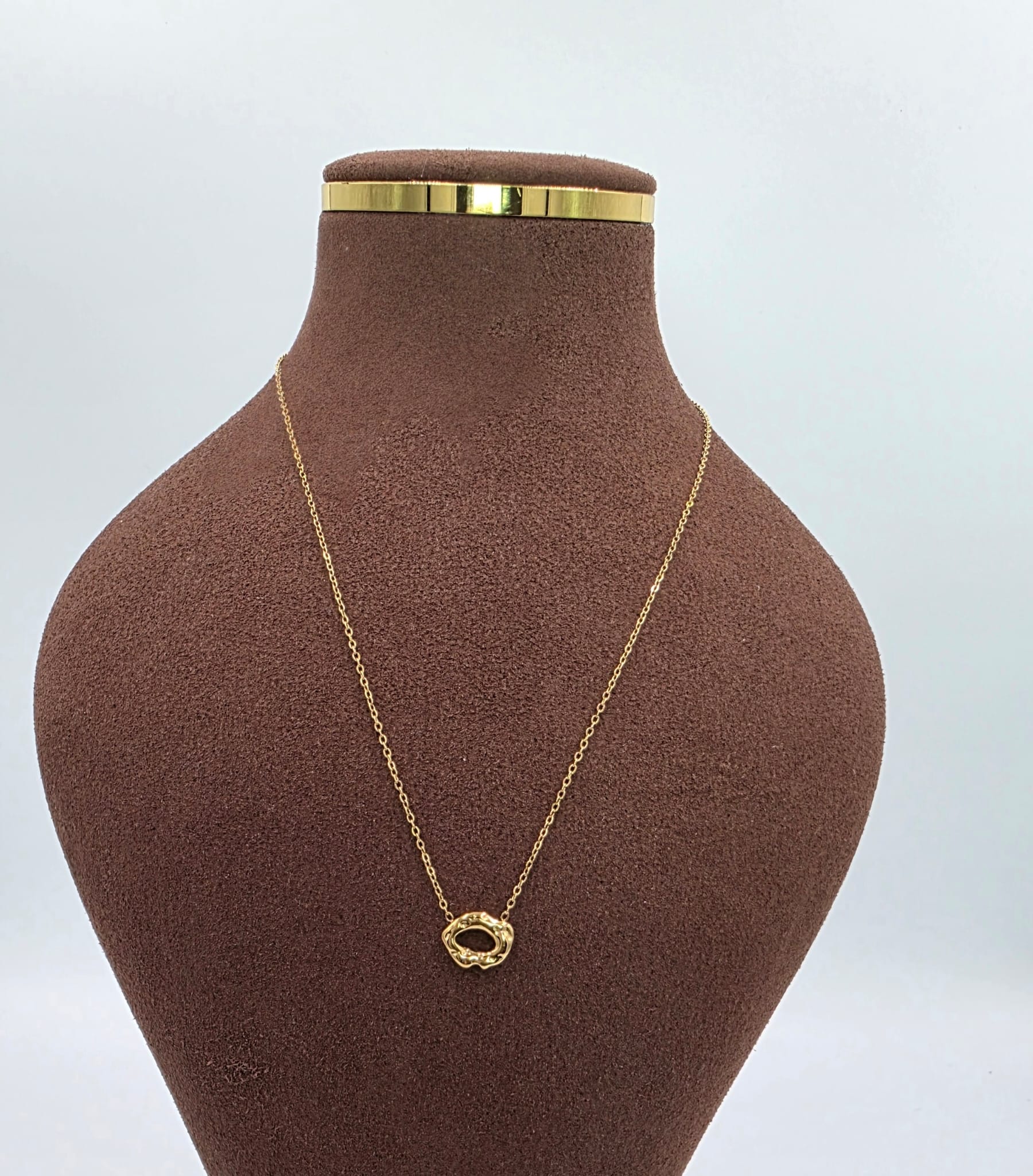 Gold Necklace with Abstract Circular Pendant