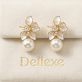 Gold Floral Earrings with Pearl Drops