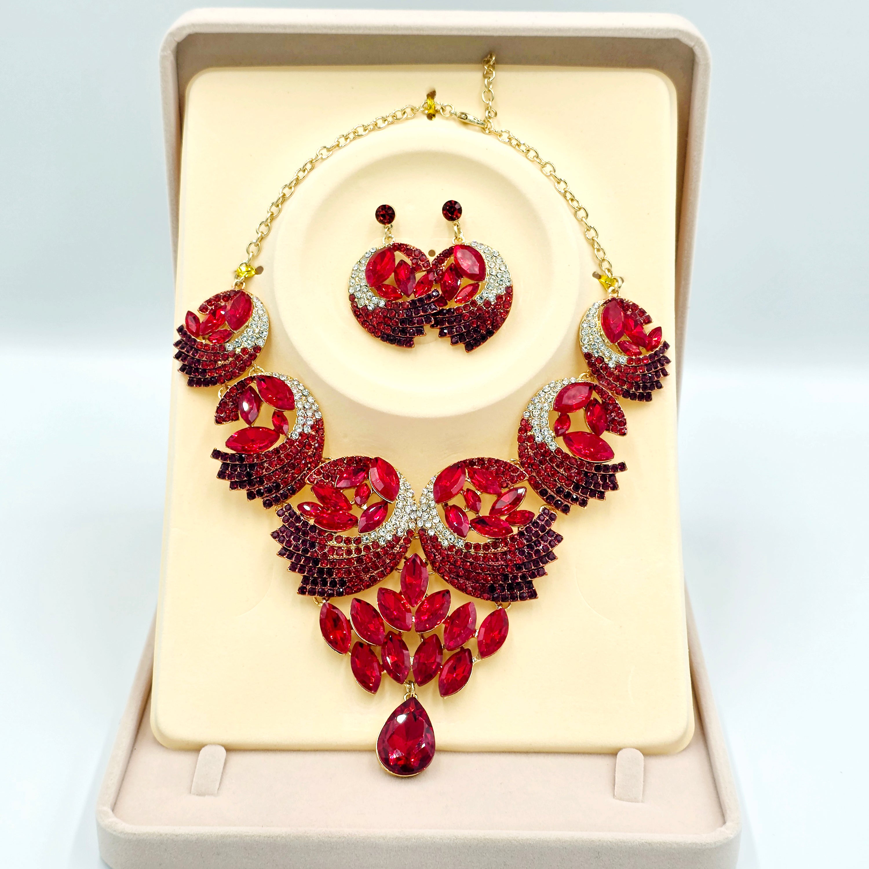 Red Rhinestone Jewellery Set