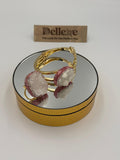 Rhinestone pink and onyx statement bangle with matching ring