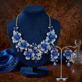 Royal Blue Rhinestone Floral Statement Jewellery Set