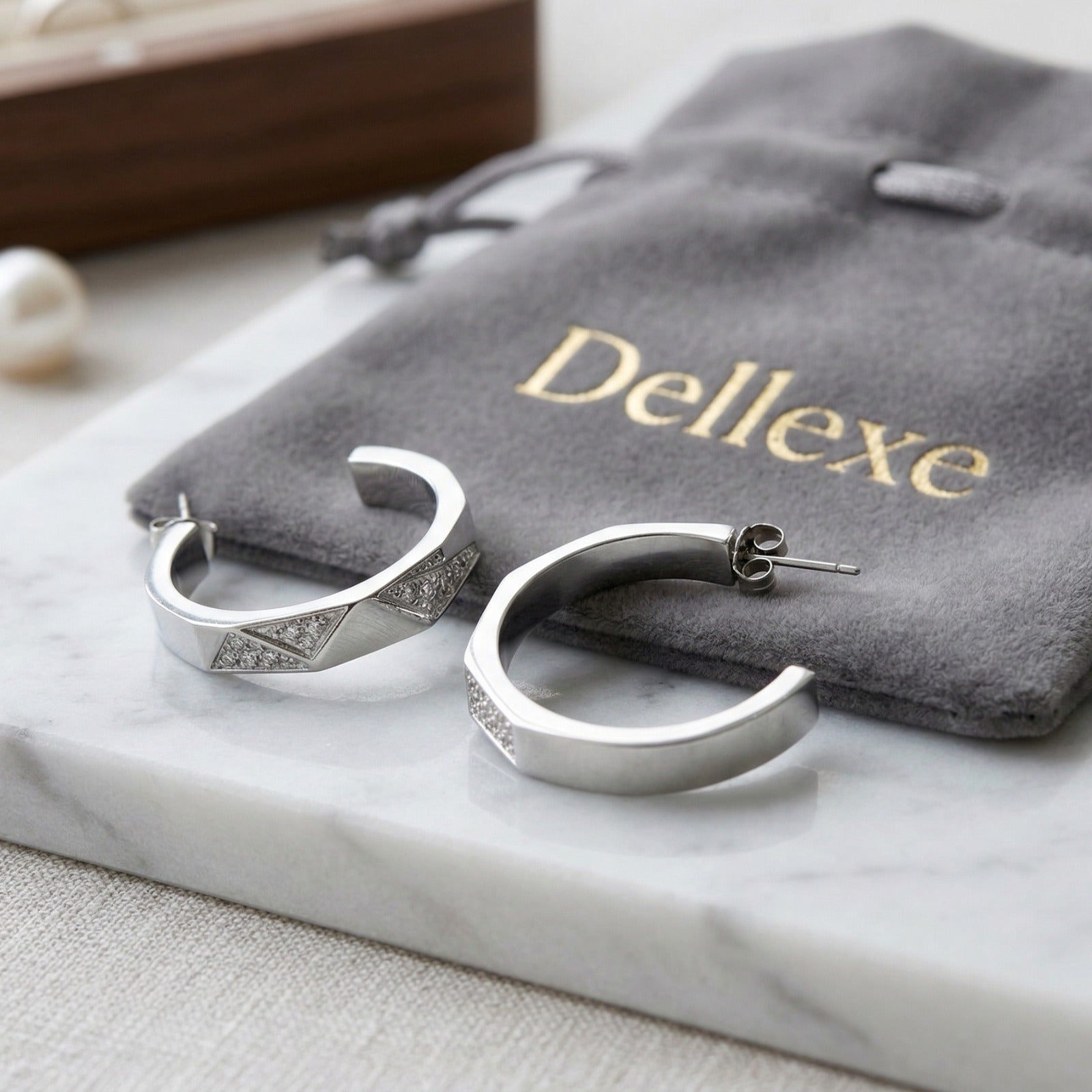 Silver Crystal Hoop Earrings