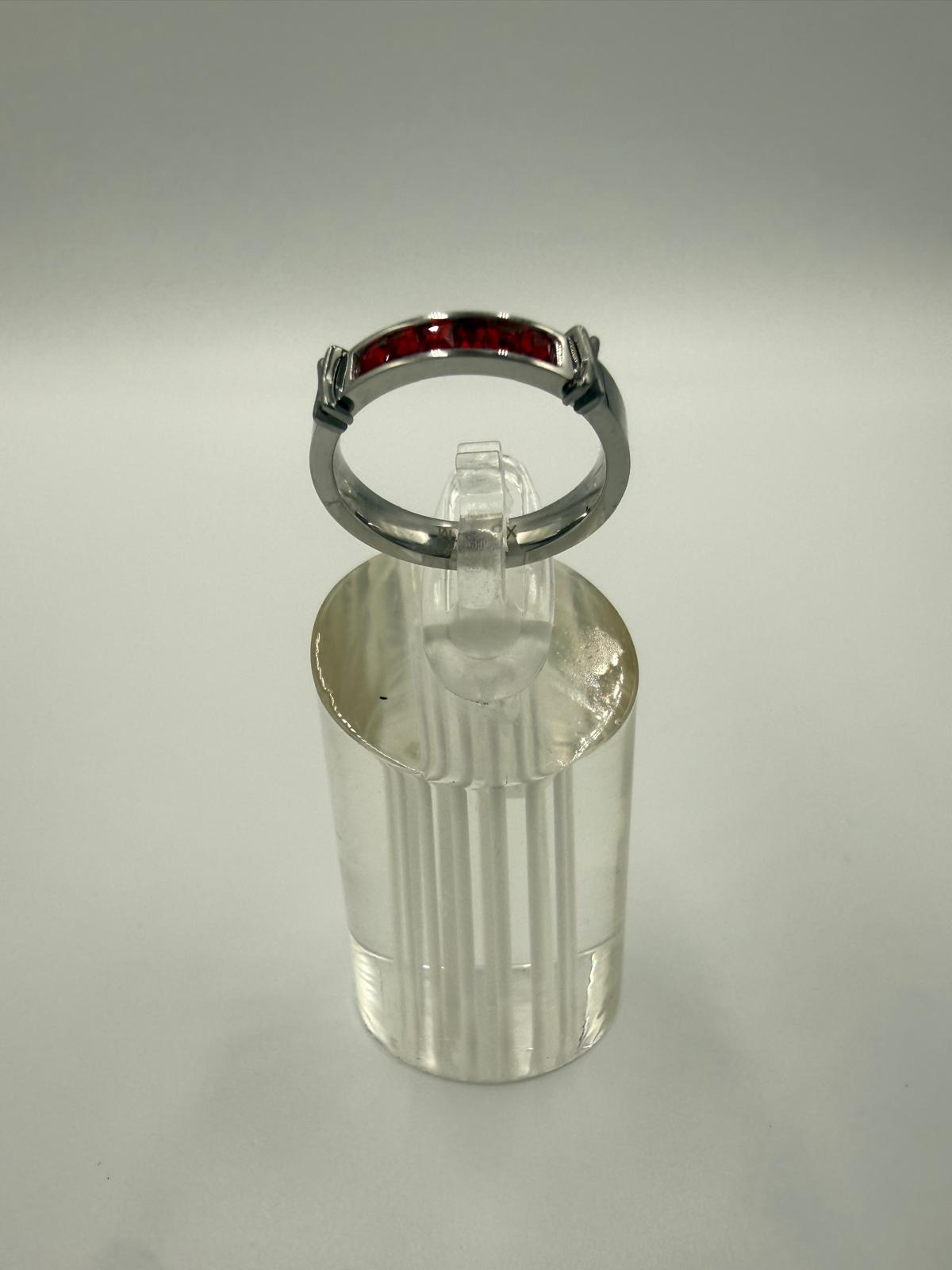 Silver Ring with Red Detailing