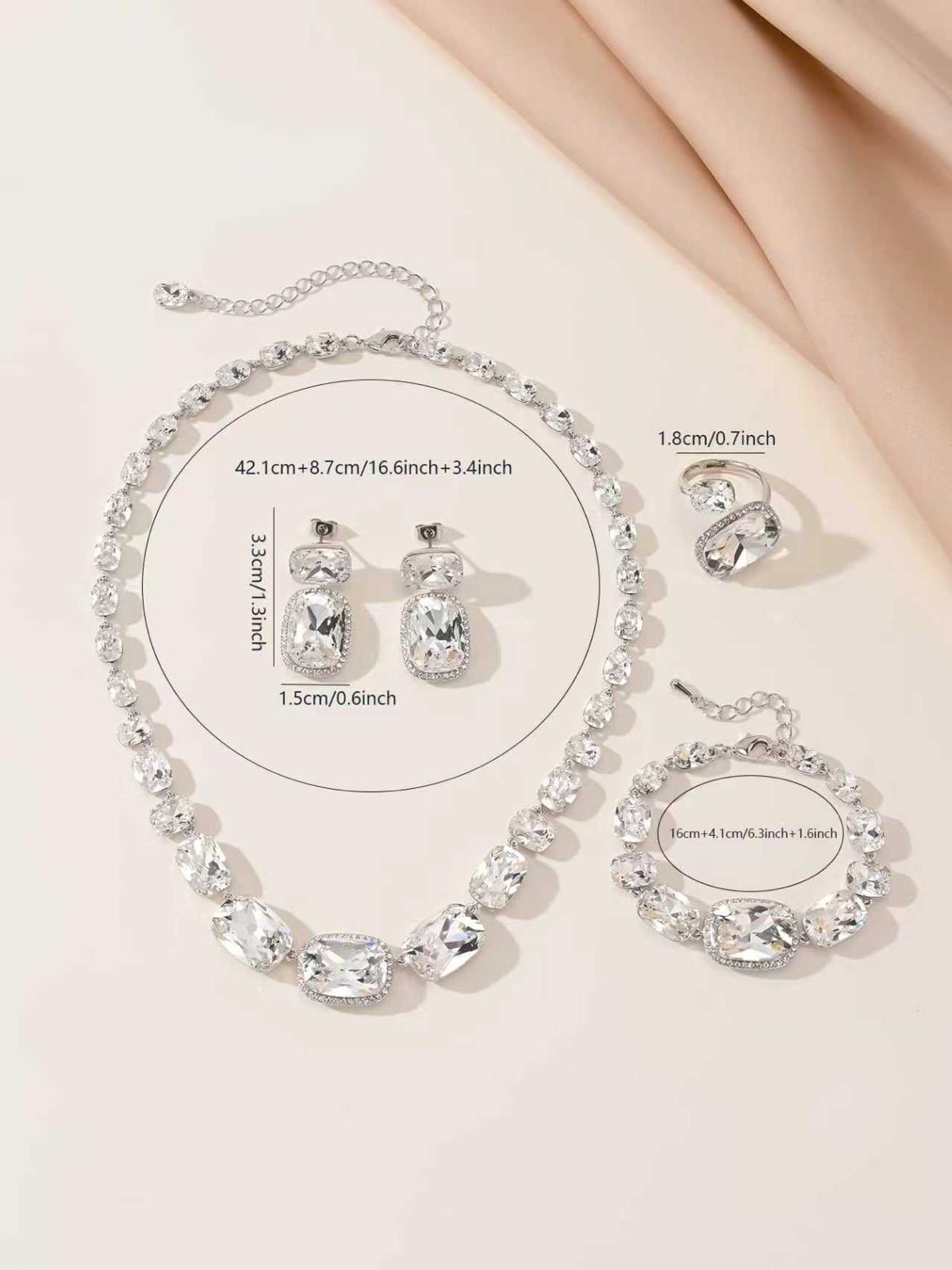 Silver Rhinestone Statement Jewellery Set