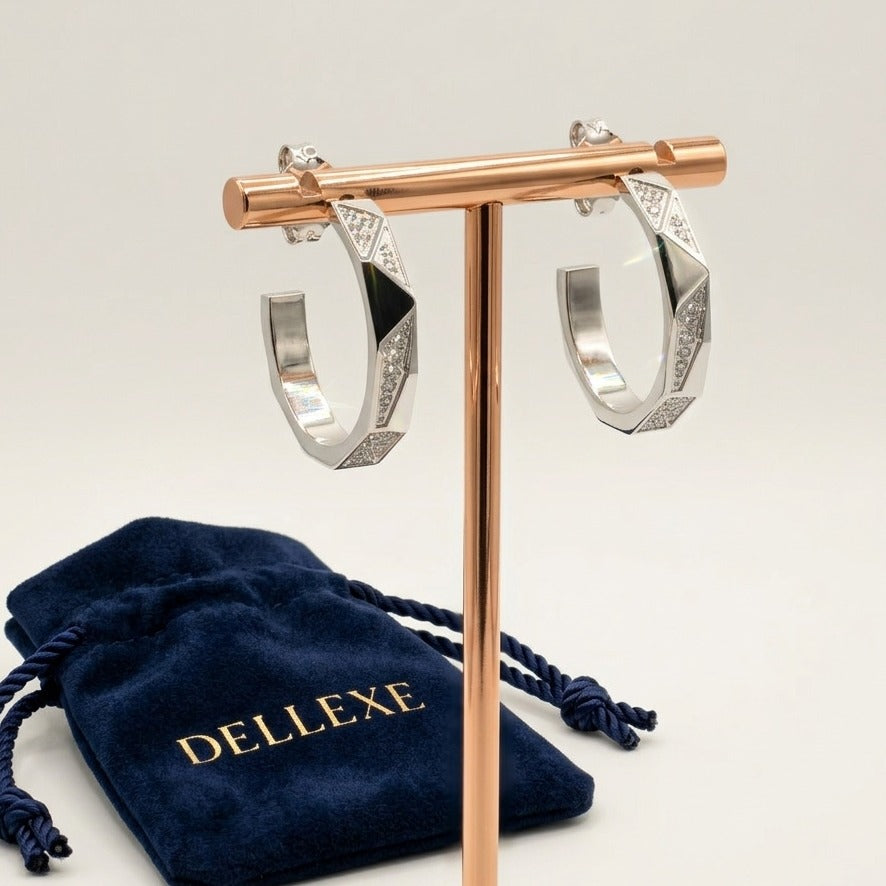 Silver Crystal Hoop Earrings