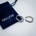 Silver Huggie Earrings with Blue Crystals