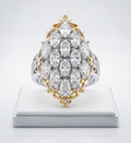 Crystal Statement Silver Ring with Gold Embelishments