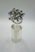 Statement Silver Cylindrical Cluster Ring with Silver Jewelled Inlays