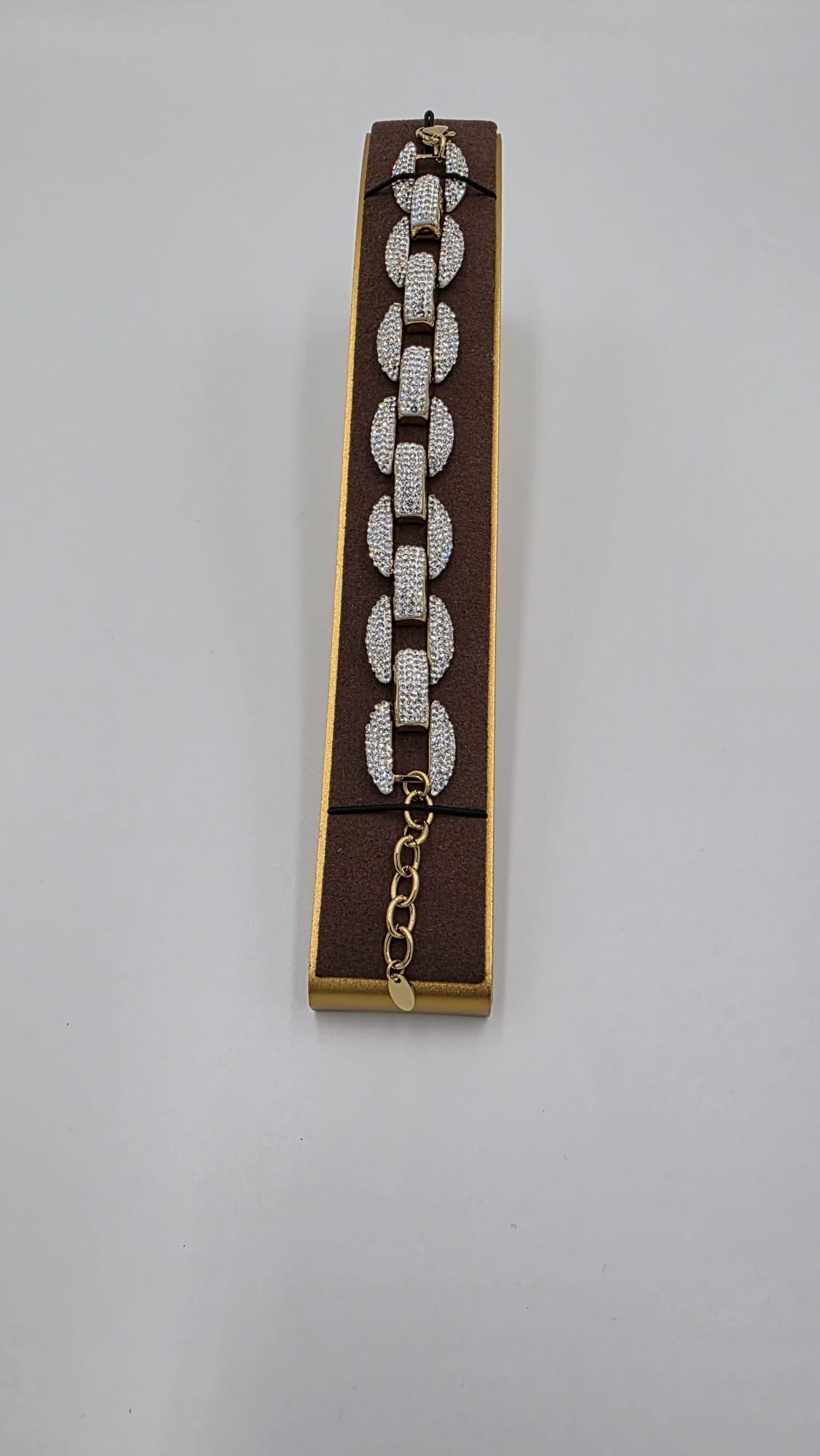 Silver rhinestone gold-plated bracelet